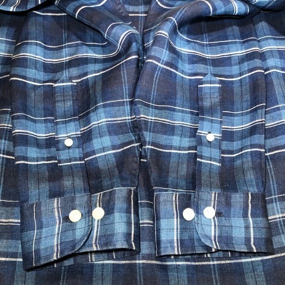 Brooks Brothers Madison Fit Linen Plaid Shirt XL - Picture 5 of 12